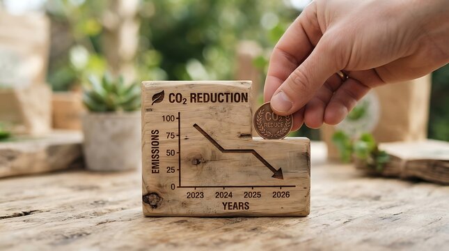 Hand putting coin in co2 reduction box