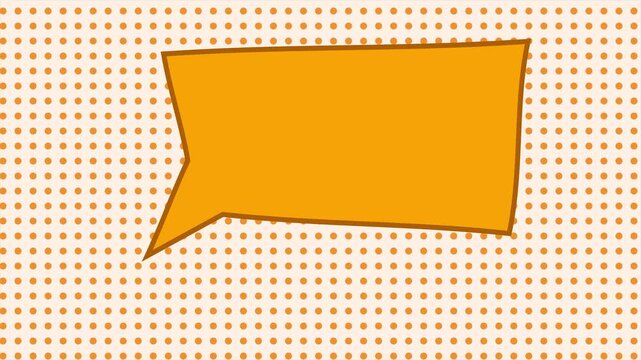 This vibrant and dynamic animation features a classic comic book speech bubble against a playful dotted background perfect for engaging storytelling and