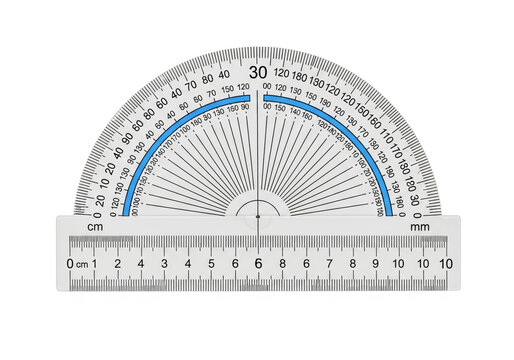 Plastic protractor and ruler for geometry and math