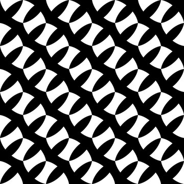 Seamless pattern with geometric motifs in black and white