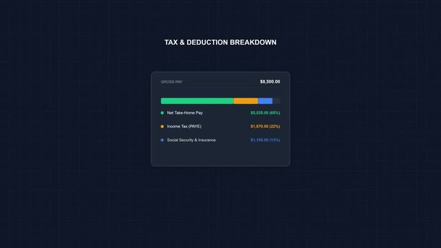 Corporate Payroll Allocation and Tax Deduction Financial Dashboard Motion