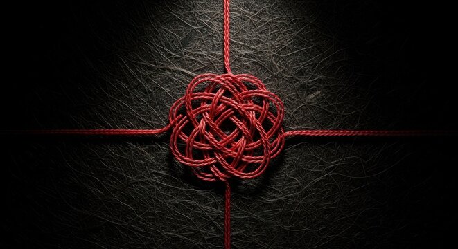 Intricate Red Thread Knot Design 473 Gigapixel Detail