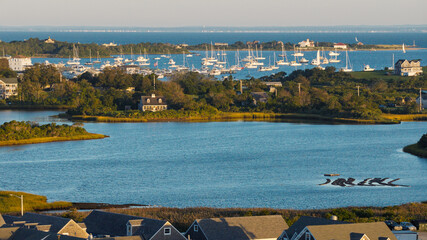 Sunrise on Block Island looking across the Great Salt Pond and Crescent Beach © Chad