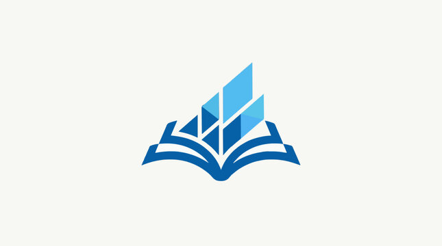 Modern Blue Book Logo with Geometric Growth Elements for Education and Business