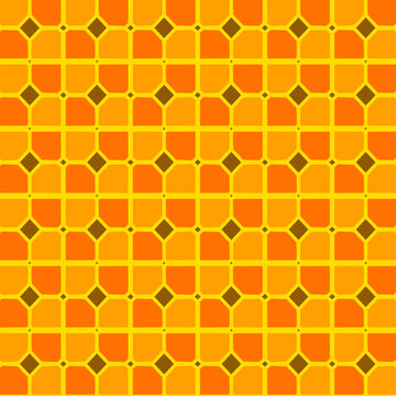 Seamless geometric pattern featuring orange and yellow octagonal shapes