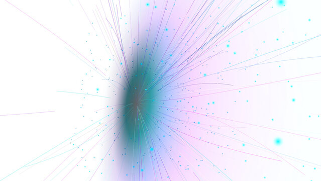 Abstract light trails and dots explosion, PNG cutout graphic, isolated on transparent background