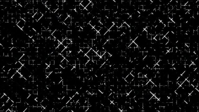 Geometric digital grid pattern animation shifts in monochrome. Abstract black and white matrix perspective forms this grid pattern. Modern high tech visual art fills the digital grid pattern.
