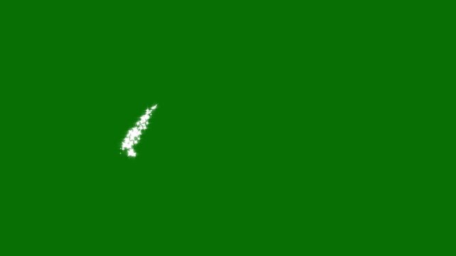 luxury white glitter sparkle trail with twinkling star particles, magical fairy dust light effect, glowing doodle stars, elegant fantasy fast shimmering line motion on green background, 4k
