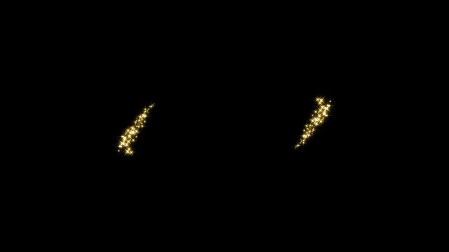 gold glowing star trail animation with glittering particles, twinkling fairy  luxury shimmer light effect, fast sparkling line effect doodle star line motion on black screen 4k