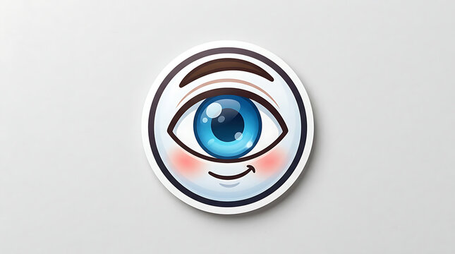 Cute cyclops eye character sticker with a happy smile