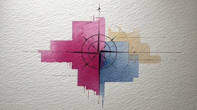 Abstract Geometric Design: Crimson and Teal Color Block Pattern with Sharp Edges and Modern Minimalist Aesthetic.