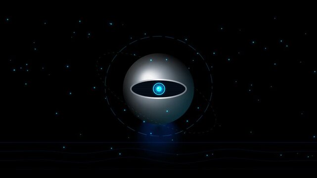 3D Chrome AI Core Quantum Gravity Well Holographic HUD Seamless Loop