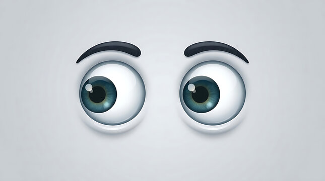 Cartoon style 3d eyes looking left on neutral background