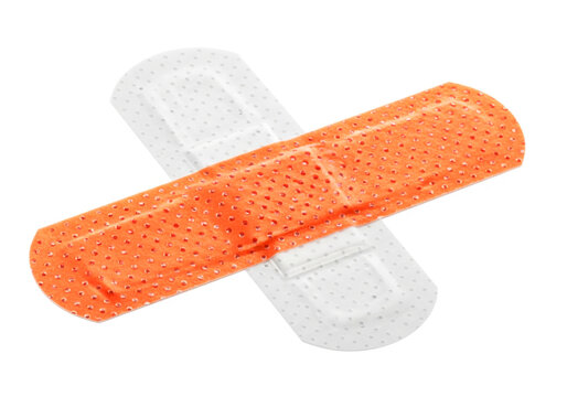 Orange adhesive bandage strip for medical wound care