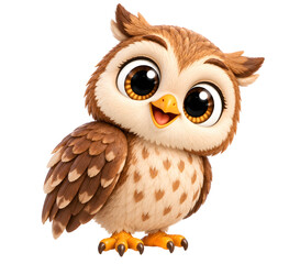 Obraz premium Cute 3D Owl Character Isolated on Transparent Background