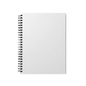 Spiral bound notebook with black metal coil isolated on white background