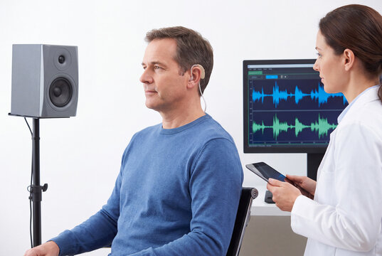 Hearing Exam With Ear Electrode and Waveform Display