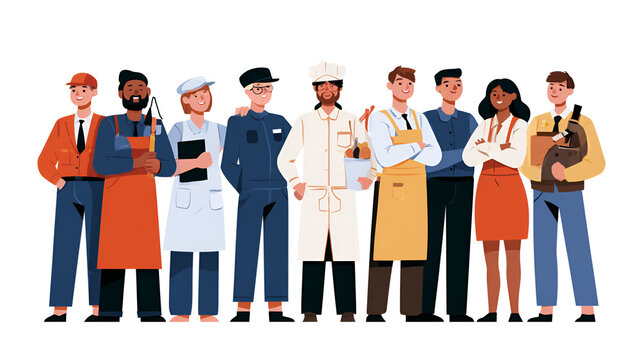 People of different professions together. Modern design. Stock Illustration