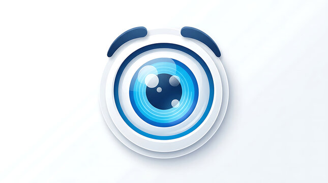 Blue robot eye lens icon on white background