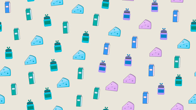 Seamless pattern of stylized food items