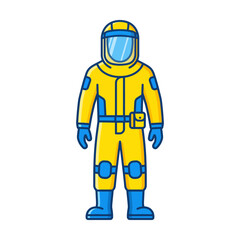 Fototapeta premium Yellow Hazmat Suit Protective Gear Character Design for Biohazard and Chemical Safety