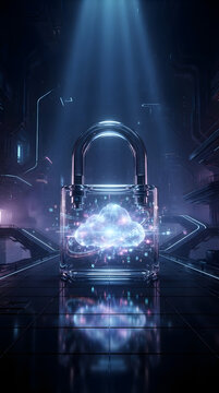 Premium surreal commercial concept for digital cybersecurity a