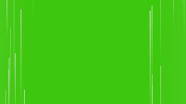 Anime speed lines on green screen background, vertical motion lines for manga action, fast comic book transition effect, chroma key overlay