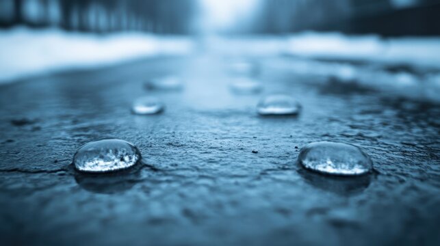 Ice Pack Texture and Water Droplets on Cold Ground