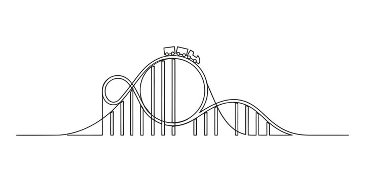 Roller coaster continuous single line drawing