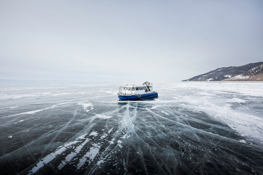 Boat on an icy lake
