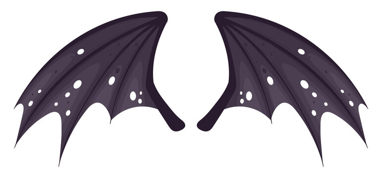 Halloween bat wings. Dark bat wings with torn membranes flat vector illustration. Gothic Halloween decoration for spooky design