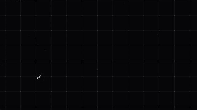 Minimalist Aries Zodiac Sign Flickering on High Tech Digital Grid
