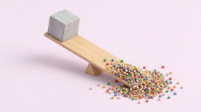 Attention Split By Small Interruptions Shown As One Large Block Against Many Tiny Ones