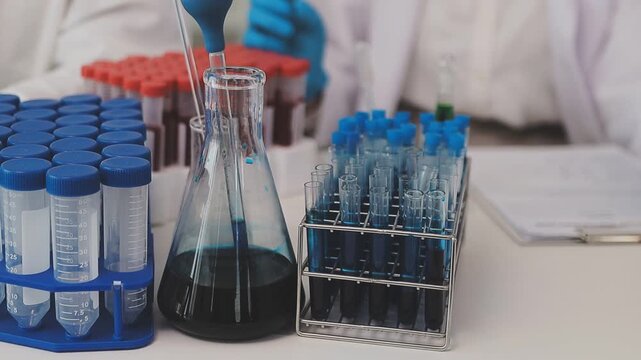 Team Asian scientists in a lab conducting food research using a microscope and lab equipment, showcasing innovation in food science and biotechnology