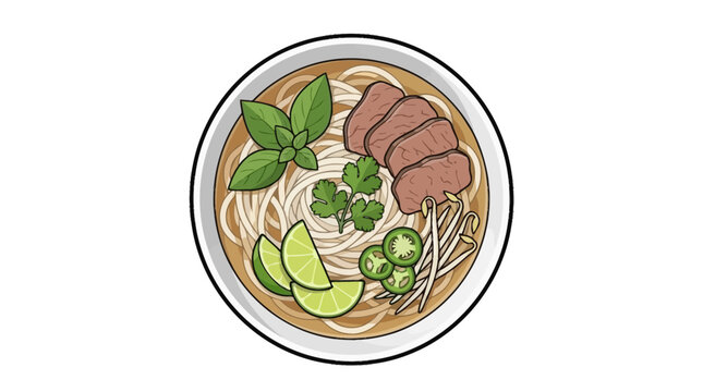 Vietnamese beef pho noodle soup bowl sticker.