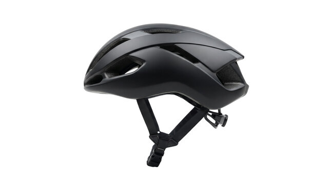 Matte black bicycle helmet for road cycling isolated on white background