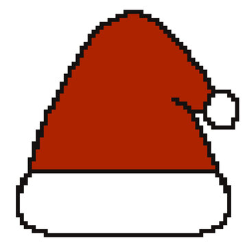 Pixel Art Santa Claus Christmas Hat.