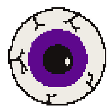 Pixel Art Spooky Purple Eyeball.