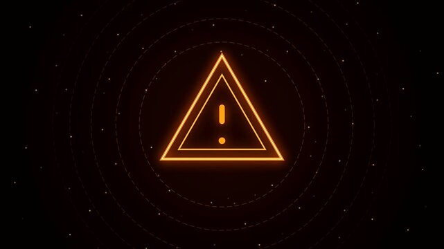 Glowing Neon Warning Hazard Triangle Sign Animation