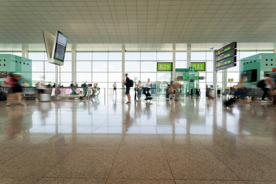 Busy Barcelona Airport Terminal