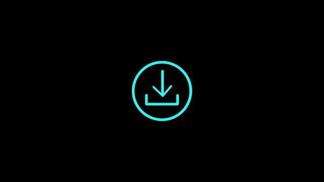 Cyan download icon animation for web and digital interfaces