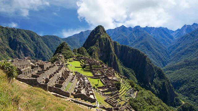 Machu Picchu ancient Inca citadel at sunrise with colorful sky
Machu Picchu Aerial View &ndash; Ancient Inca Civilization in Peru
Machu Picchu, Peru &ndash; UNESCO World Heritage Site and Inca Heritage