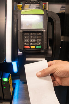 Payment Process at a Checkout Machine in a Store