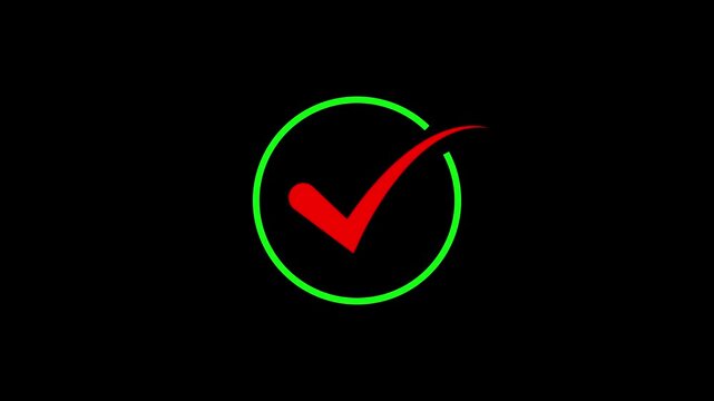 check mark icon animation. black background tik mark 4k video. Hand-Drawn tik Mark Animation on Black Background Animated OK Check Mark animation...