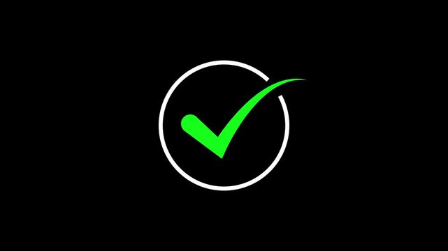 check mark icon animation. black background tik mark 4k video. Hand-Drawn tik Mark Animation on Black Background Animated OK Check Mark animation...