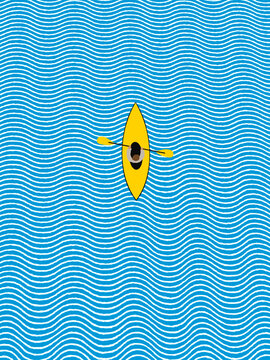 A Kayaker on a rippling ocean