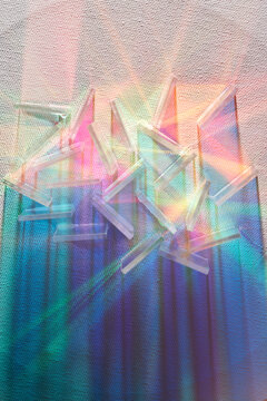 Pastel Geometric Abstract with Iridescent Acrylic Shapes
