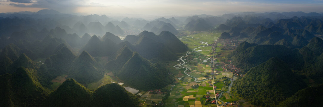 Bac Son Valley Aerial Lang Son Vietnam