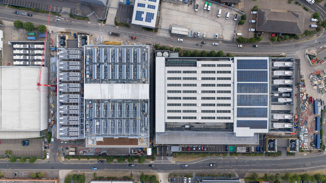 Aerial View of Data Center HVAC and Backup Power Infrastructure