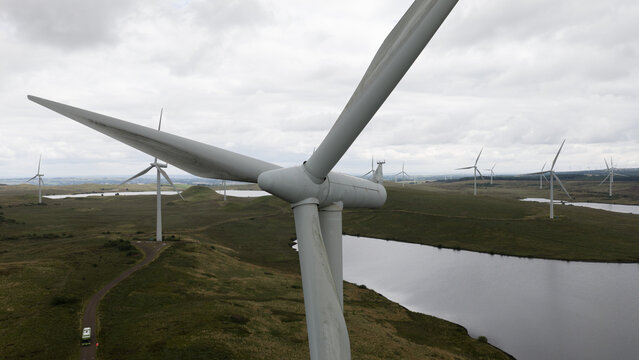 Aerial View of Whitelee Wind Farm in Scotland